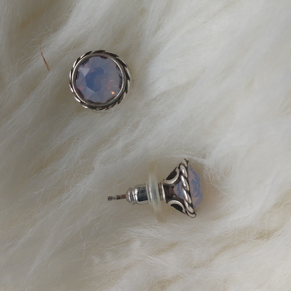 New Brighton Vintage Pink Gem Earrings With hearts on the sides - Picture 6 of 6